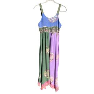 The Pyramid Collection Colorful Boho Handkerchief Hem Sleeveless Dress Size S
